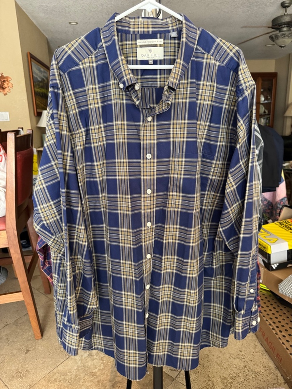 Men's Navy Plaid Button-Down Shirt